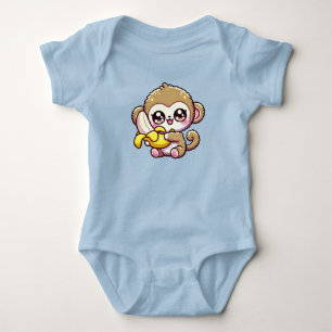 Kawaii Chubby Baby Monkey Knuffelen Banaan Romper