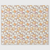 Kawaii Chubby Cartoon Katten met Harten Cadeaupapier (Vlak)