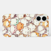 Kawaii Chubby Cartoon Katten met Harten Case-Mate iPhone Case (Achterkant (horizontaal))