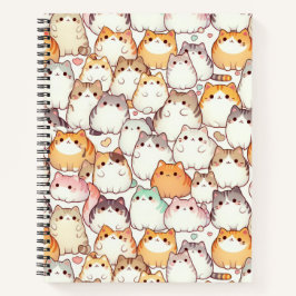 Kawaii Chubby Cartoon Katten met Harten Notitieboek
