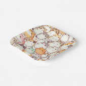 Kawaii Chubby Cartoon Katten met Harten Papieren Bordje (Gebogen)