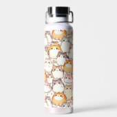 Kawaii Chubby Cartoon Katten met Harten Waterfles (Achterkant)