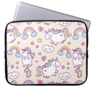 Kawaii chubby vliegende eenhoorns regenboogpatroon laptop sleeve