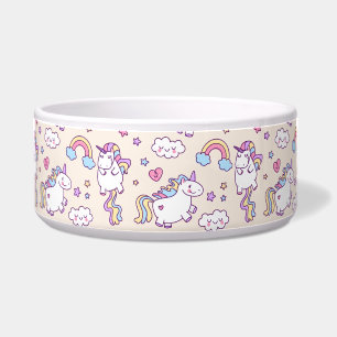 Kawaii chubby vliegende eenhoorns regenboogpatroon voerbakje