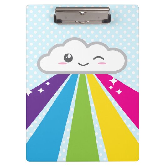 Kawaii Cloud and Rainbow Clip Board Klembord (Voorkant)