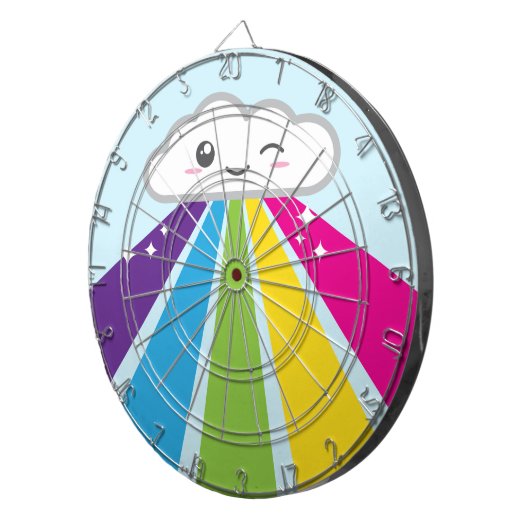 Kawaii Cloud and Rainbow Dart Board Dartbord (Voorkant Rechts)
