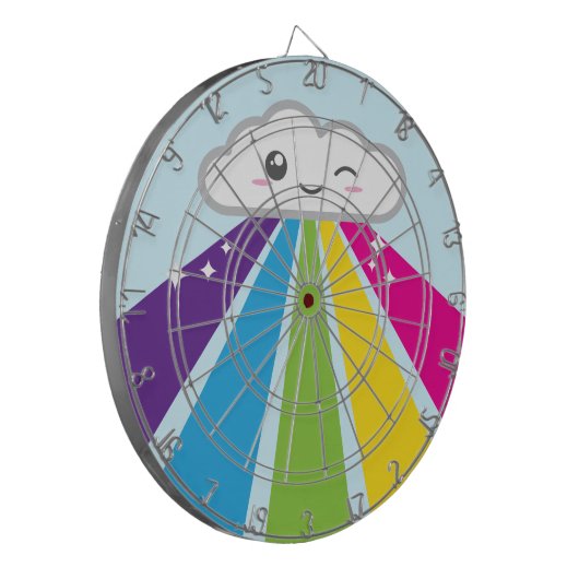 Kawaii Cloud and Rainbow Dart Board Dartbord (Voorkant Links)