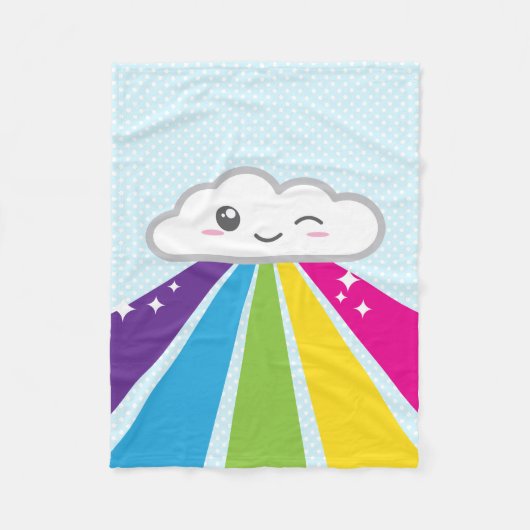 Kawaii Cloud and Rainbow Fleece Blanket Deken (Voorkant)