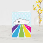 Kawaii Cloud and Rainbow Note Card Kaart (Gele Bloem)