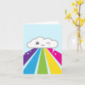 Kawaii Cloud and Rainbow Note Card Kaart (Gele Bloem)