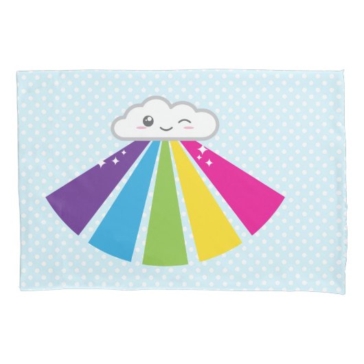 Kawaii Cloud and Rainbow Pillow Hoesje Set Kussensloop (Voorkant-Links)