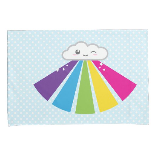 Kawaii Cloud and Rainbow Pillow Hoesje Set Kussensloop (Voorkant-Rechts)