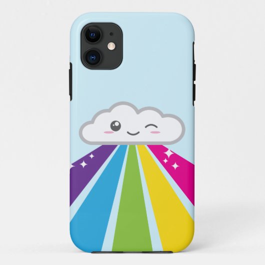 Kawaii Cloud en Rainbow iPhone Case (Achterkant)