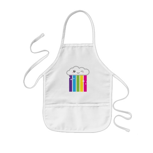 Kawaii Cloud en Rainbow Kind Apron Kinder Schort (Voorkant)
