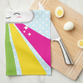 Kawaii Cloud en Rainbow Kitchen Towel Theedoek (Quarter Fold)