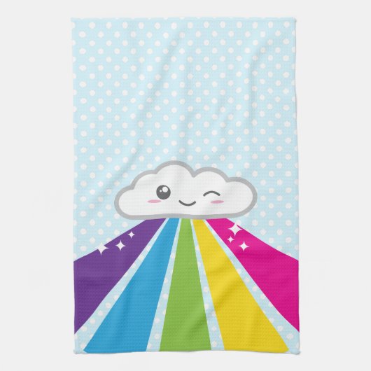 Kawaii Cloud en Rainbow Kitchen Towel Theedoek (Verticaal)