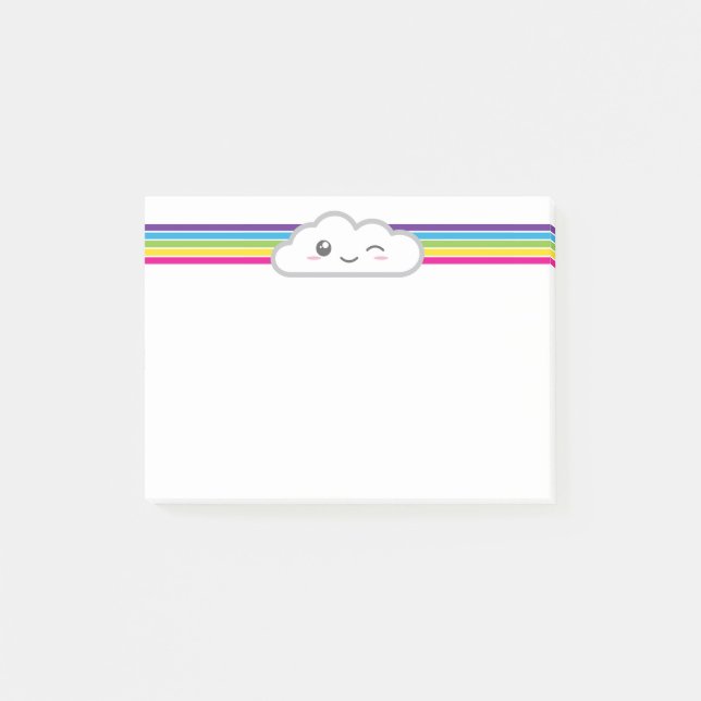 Kawaii Cloud en Rainbow Note Cards (Voorkant)
