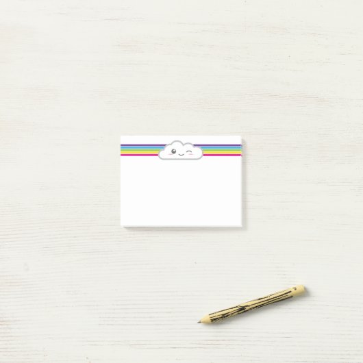 Kawaii Cloud en Rainbow Note Cards (Op bureau)