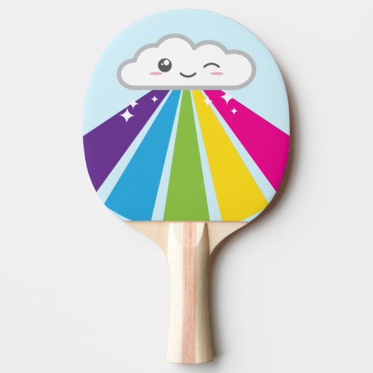 Kawaii Cloud en Rainbow Ping Pong Paddle Tafeltennisbatje (Voorkant)