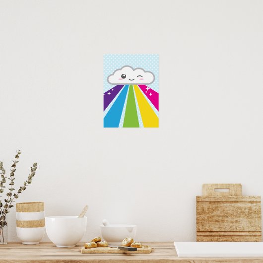 Kawaii Cloud en Rainbow-Poster afdrukken Poster (Keuken)