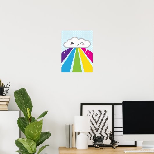 Kawaii Cloud en Rainbow-Poster afdrukken Poster (Thuiskantoor)