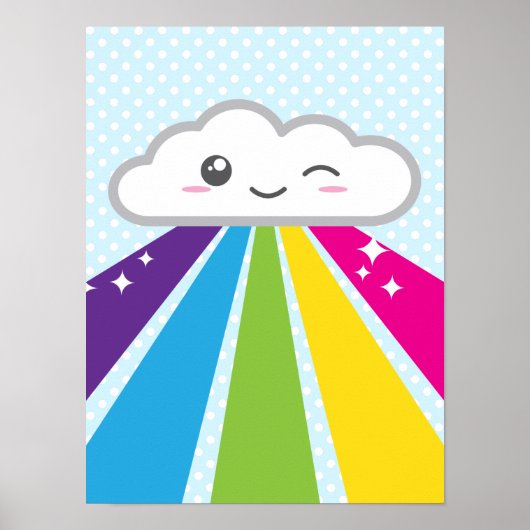 Kawaii Cloud en Rainbow-Poster afdrukken Poster (Voorkant)