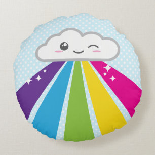 Kawaii Cloud en Rainbow Round Pillow Rond Kussen