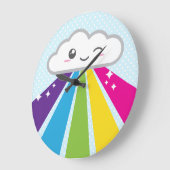 Kawaii Cloud en Rainbow Wall Clock Grote Klok (Hoek)