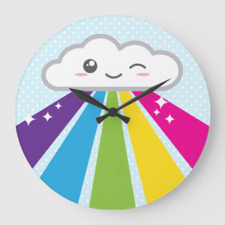 Kawaii Cloud en Rainbow Wall Clock Grote Klok