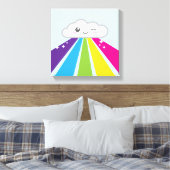 Kawaii Cloud en Rainbow Wrapped Canvas (Insitu (Slaapkamer))