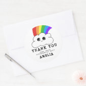 Kawaii Cloud Rainbow Birthday Hartelijk dank Ronde Sticker (Envelop)