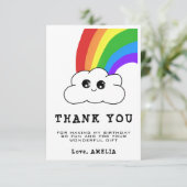 Kawaii Cloud Rainbow Girly Kinderen Birthday Bedankkaart (Staand voorkant)