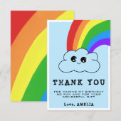 Kawaii Cloud Rainbow Kids Birthday Bedankkaart (Voorkant / Achterkant)