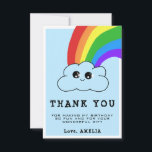 Kawaii Cloud Rainbow Kids Birthday Bedankkaart<br><div class="desc">Cute Kawaii Cloud Rainbow Kind's Birthday Hartelijk dank. Voeg jouw naam en tekst toe en maak een leuke dankbetuiging voor het verjaardagsfeest van kinderen.</div>