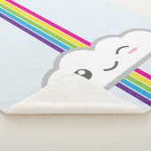 Kawaii Cloud & Rainbow Monogram Sherpa Blanket Deken (3/4)