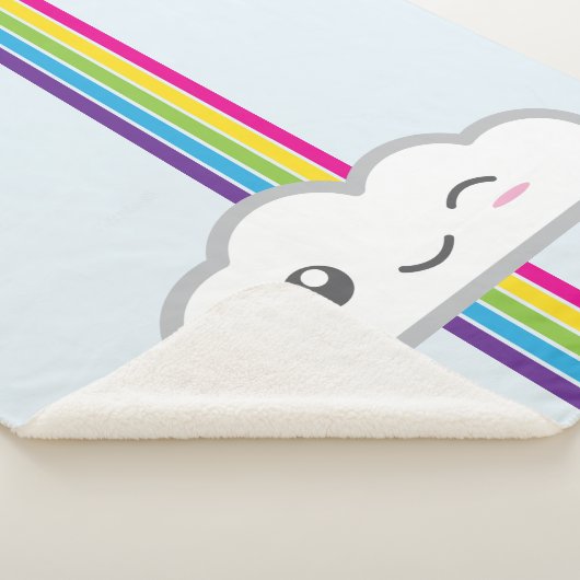 Kawaii Cloud & Rainbow Monogram Sherpa Blanket Deken (3/4)