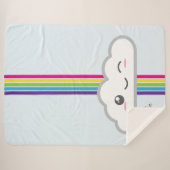 Kawaii Cloud & Rainbow Monogram Sherpa Blanket Deken (Voorkant (horizontaal))