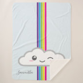 Kawaii Cloud & Rainbow Monogram Sherpa Blanket Sherpa Deken (Voorkant)