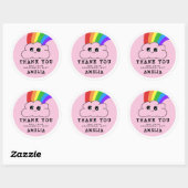 Kawaii Cloud Rainbow Pink Birthday Hartelijk dank Ronde Sticker (Vel)