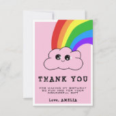 Kawaii Cloud Regenboog Meisjesachtig Roze Kinderve Bedankkaart (Voorkant)