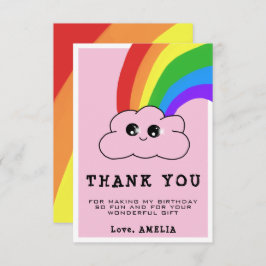 Kawaii Cloud Regenboog Meisjesachtig Roze Kinderve Bedankkaart