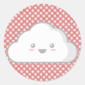 Kawaii Cloud Ronde Sticker (Voorkant)