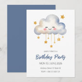 Kawaii Cloud verjaardagsfeestje uitnodiging (Voorkant / Achterkant)