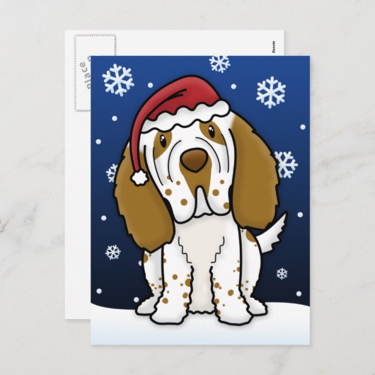 Kawaii Clumber Spaniel Kerst Briefkaart (Voorkant / Achterkant)