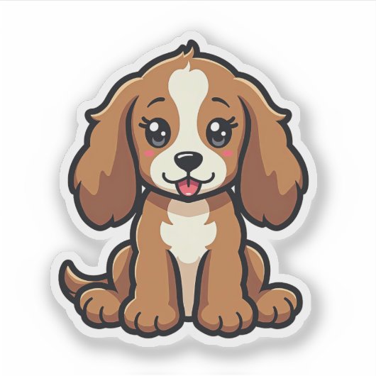 Kawaii Cocker Spaniel Puppy – Slaaphouding Sticker (Voorkant)