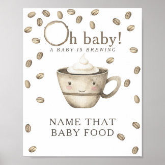 Kawaii Coffee Baby shower - Babyvoedsel spel Poster