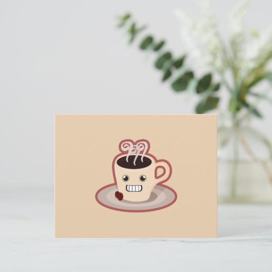 Kawaii Coffee Briefkaart (Staand voorkant)