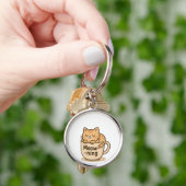 Kawaii Coffee Cat Keychain (Hand)