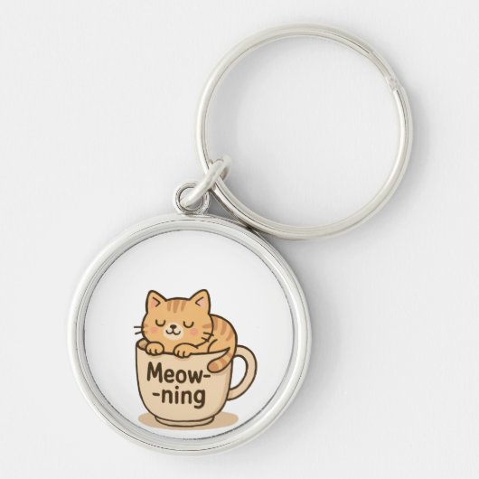 Kawaii Coffee Cat Keychain (Voorkant)