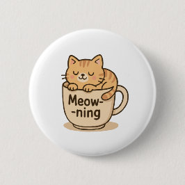 Kawaii Coffee Cat Ronde Button 5,7 Cm